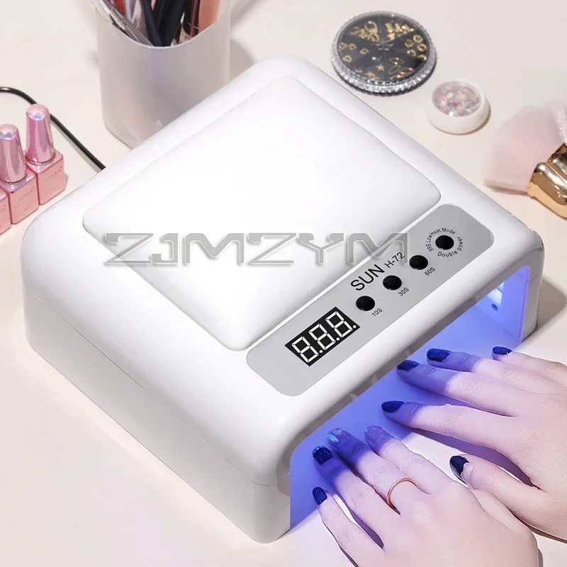 Lampe de séchage des ongles pour manucure, 72 LED, gel à durcissement rapide, vernis à ongles, oreiller à main pliable professionnel, lampe d'art des ongles, outil