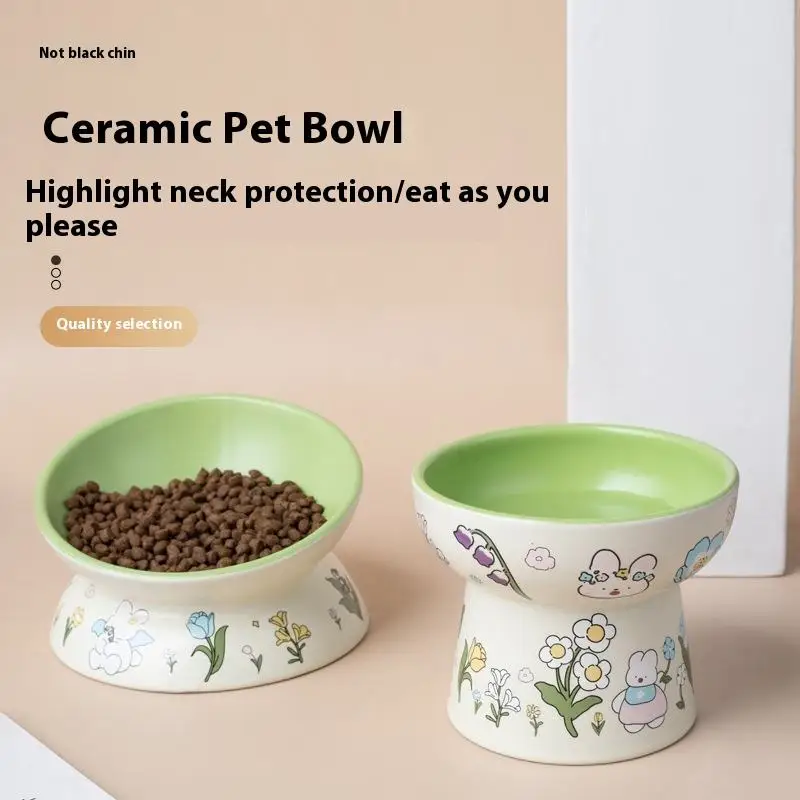 Cat Nordic Style Food Water Bowl Pet Animal Ceramic Eating Dishes High Foot Raised Puppy Cats Matte Bowls Elevated Dog Bowls