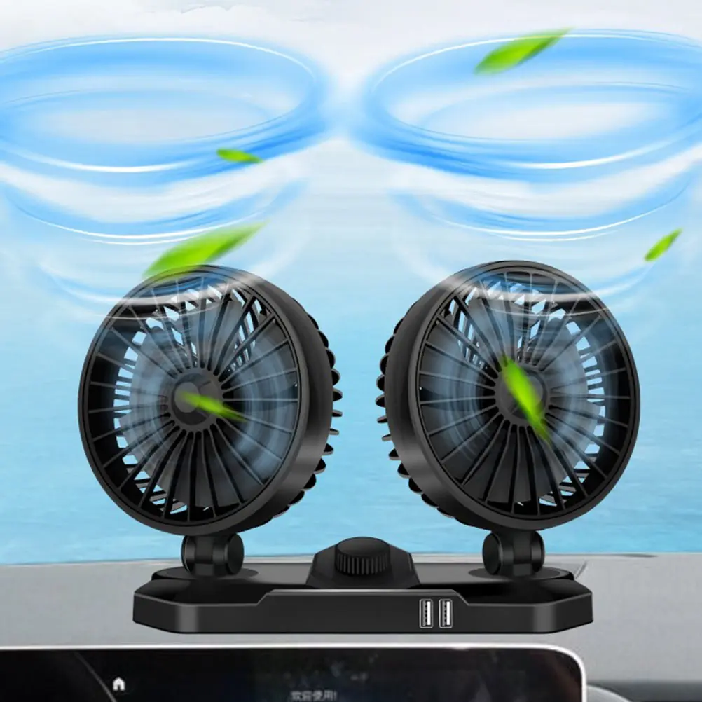

Rechargeable Car Double Head Electric Fan USB Portable Table Oscillating Vehicle Cooling Fans Low Noise Energy Saving Adjustable