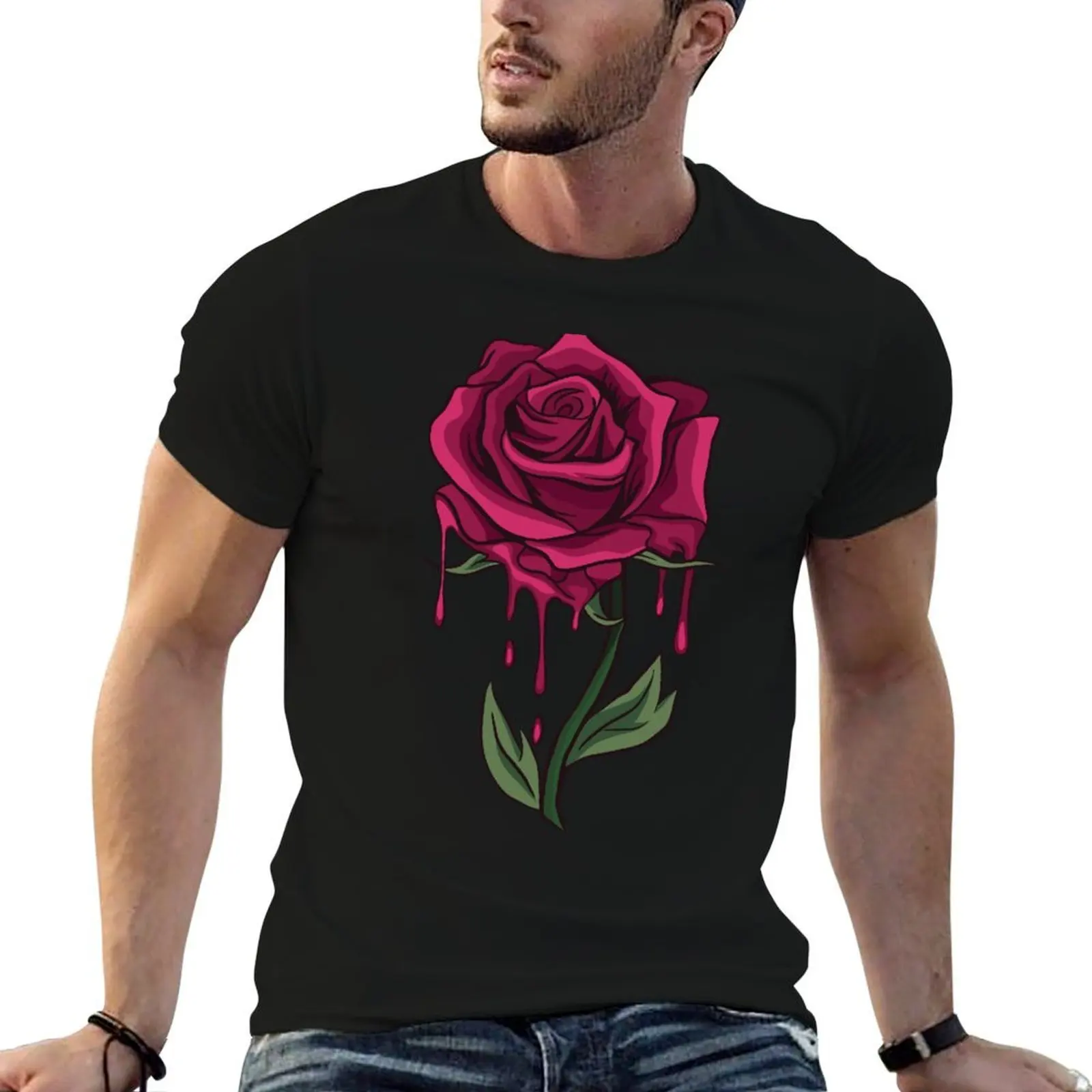 BLEEDING ROSE T-Shirt man t shirt plus size clothes shirts men
