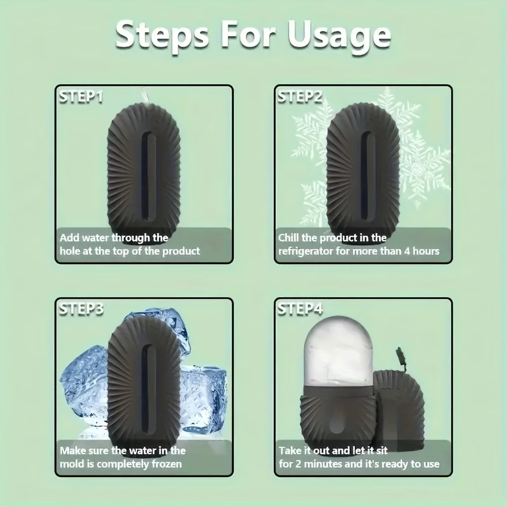 Silicone Ice Roller and Stainless Steel Gua Sha Set with Storage Bag, 2pcs Reusable Facial Care Tools, Manual Massage