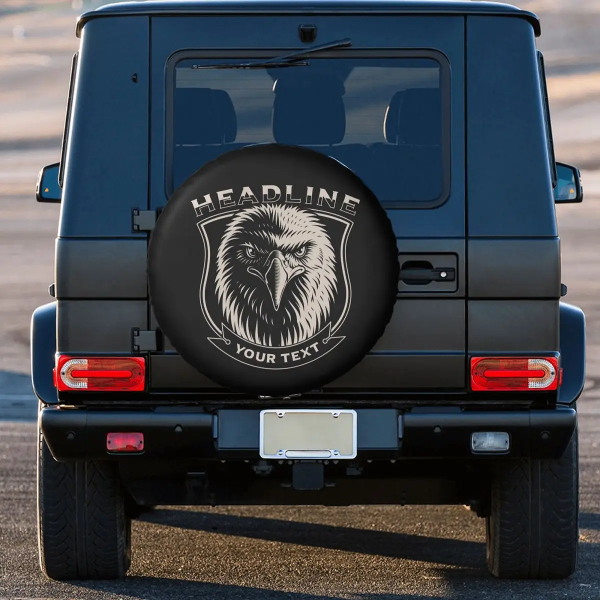 

Black And White Of Eagle Head Tire Cover Wheel Protectors Weatherproof Universal for Jeep Trailer RV SUV Truck Camper