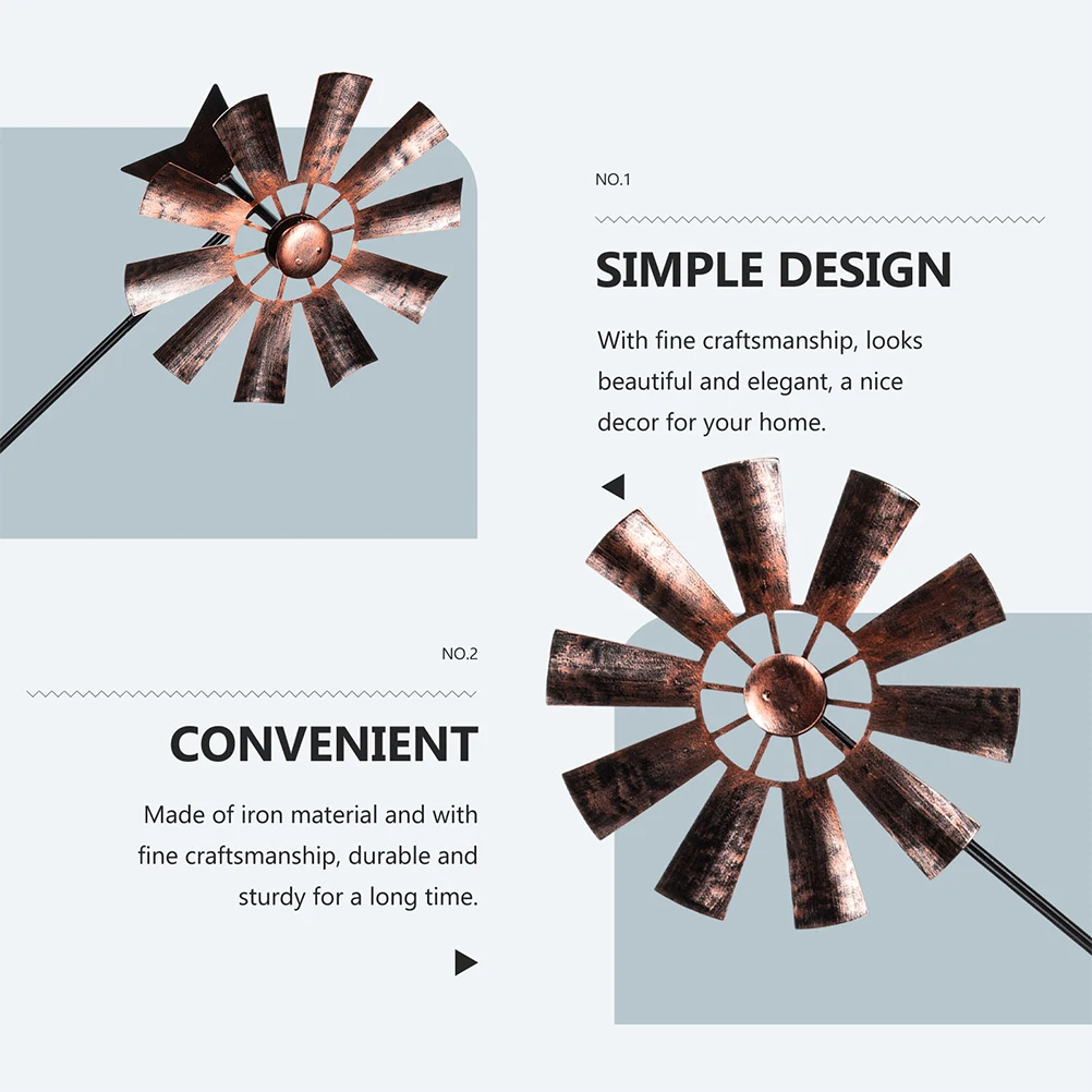 

2pcs Metal Decor Garden Stake Large Pinwheel For Outdoor Lawn Wedding Scene Rotating Wind Spinners Yard Windmills Colored