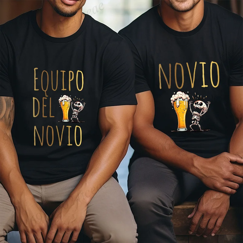 تي شيرت عيد الأب الإسباني Evg Team Groom Man بلايز رجالية واحدة وداع حفلة البكالوريوس تي شيرت جرافيك البيرة تي شيرت الزفاف #3