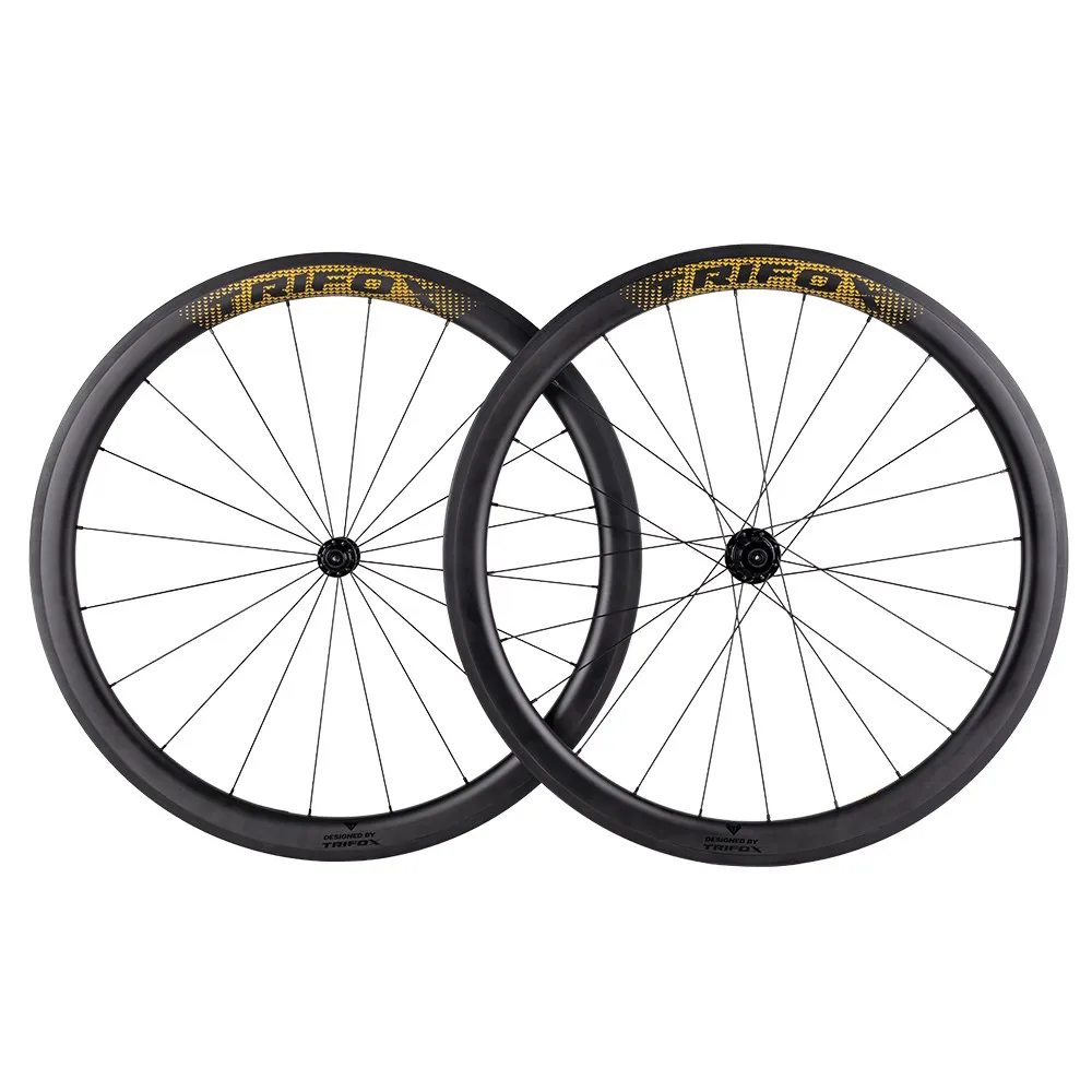 

STLF TRIFOX 700c Full Carbon Fiber Wheel Set Cycling Clincher Carbon V Disc Wheels Road Bike Bicycle Wheelset for 700C X 25 WT18