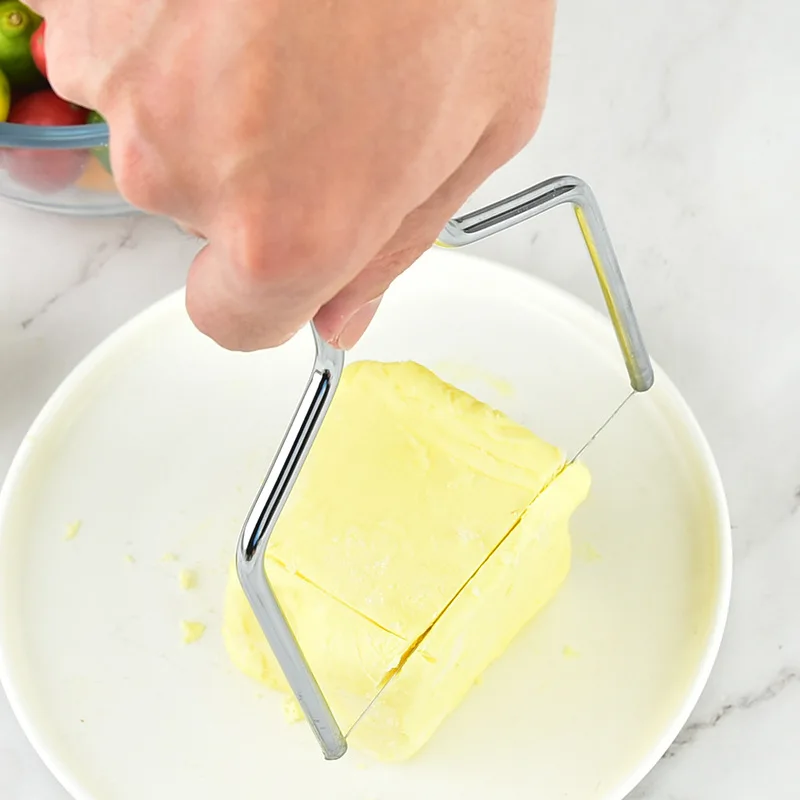 Cortador de mantequilla de mano de acero inoxidable, rebanador de queso Foie Gras, tabla de cortar de mantequilla más sencilla, cortador de mantequilla, herramientas de cocina para queso
