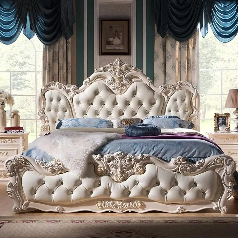 Storage Luxury Nordic Double Bed Designer Glamorous Modern Aesthetic Bed Frame European Platform Wood Camas De Casal Furniture