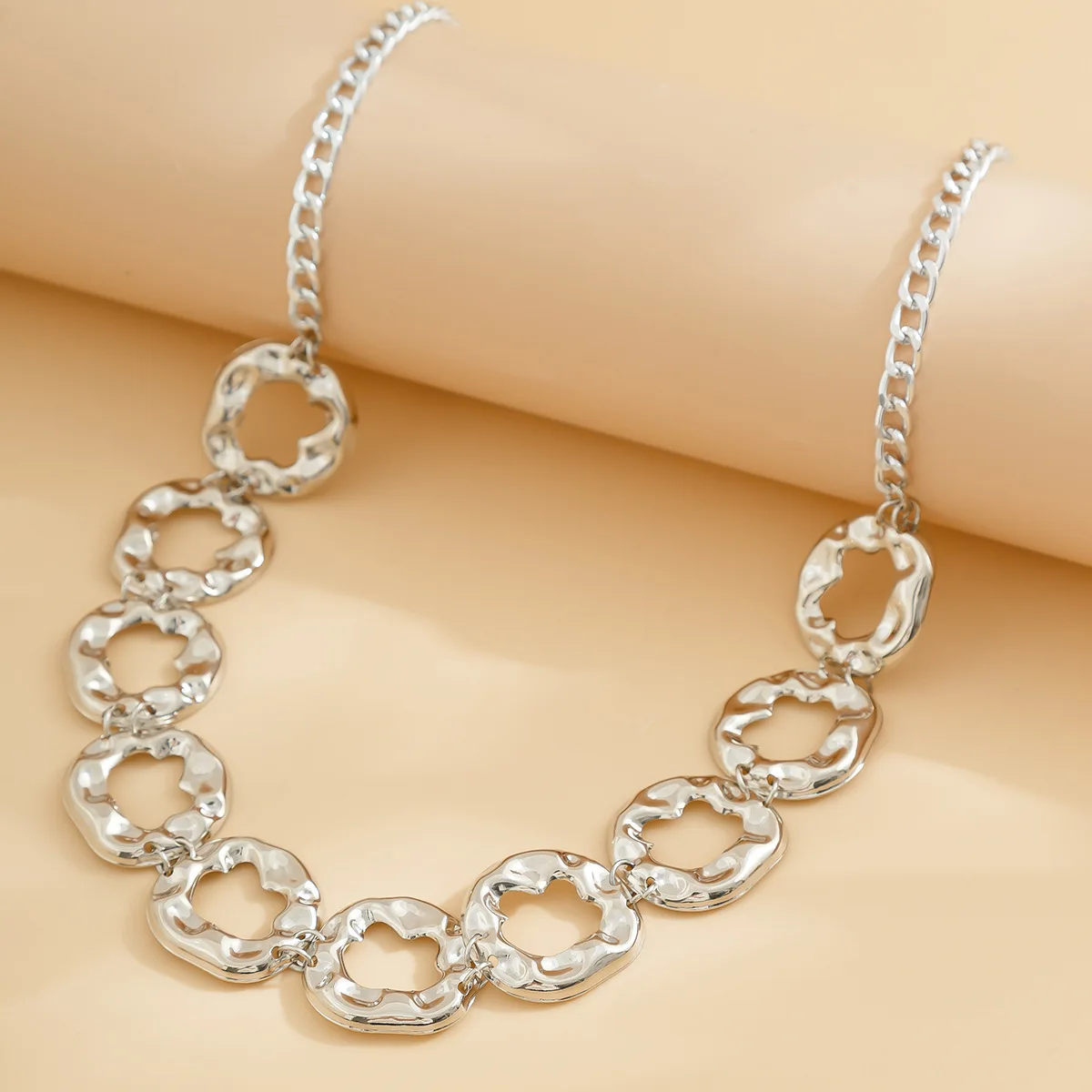 Waist Chain Circular Pleated Rings with Wavy Pattern Body Jewelry for Women Sturdy Silver Plated Chain Adjustable