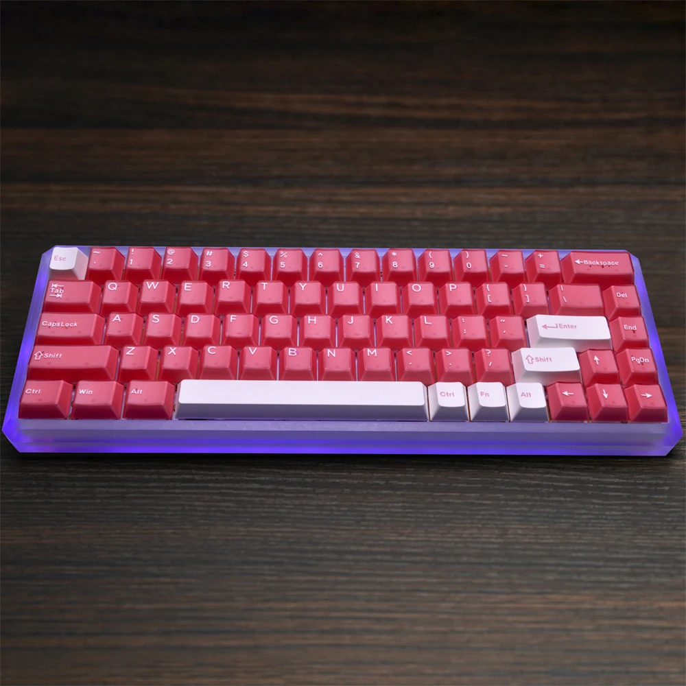 184 Keycap Pink Speckled Translucency PBT Key Caps for Cherry MX 60/61/64/68/87/104/108 Key Mechanical Keyboard Cute