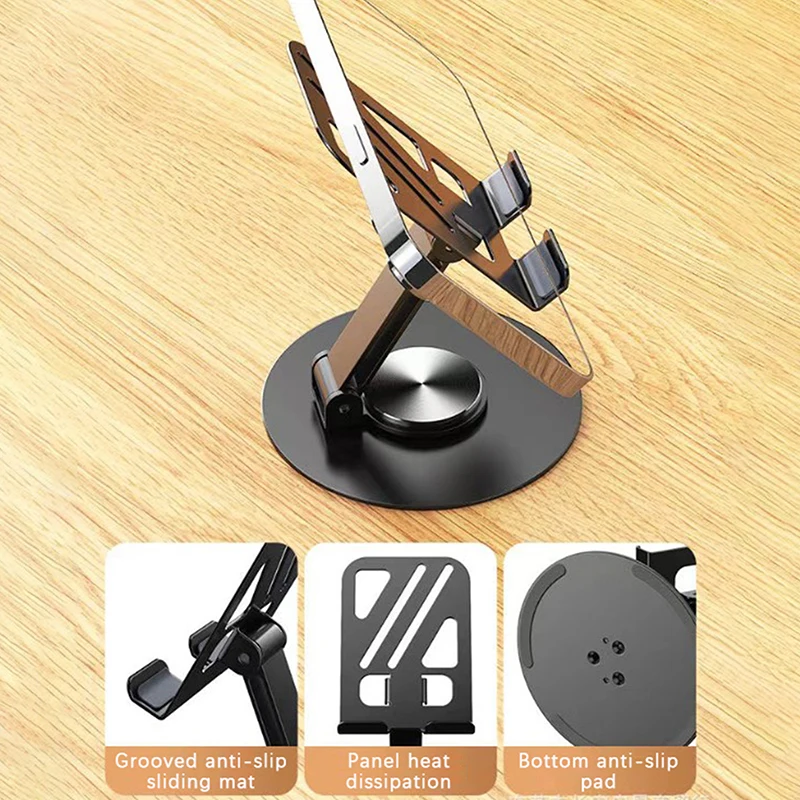Metal 360 Rotate Mobile Phone Holder Adjustable Flexible Folding Mobile Phone Stand Mount Desktop Tablet Stand