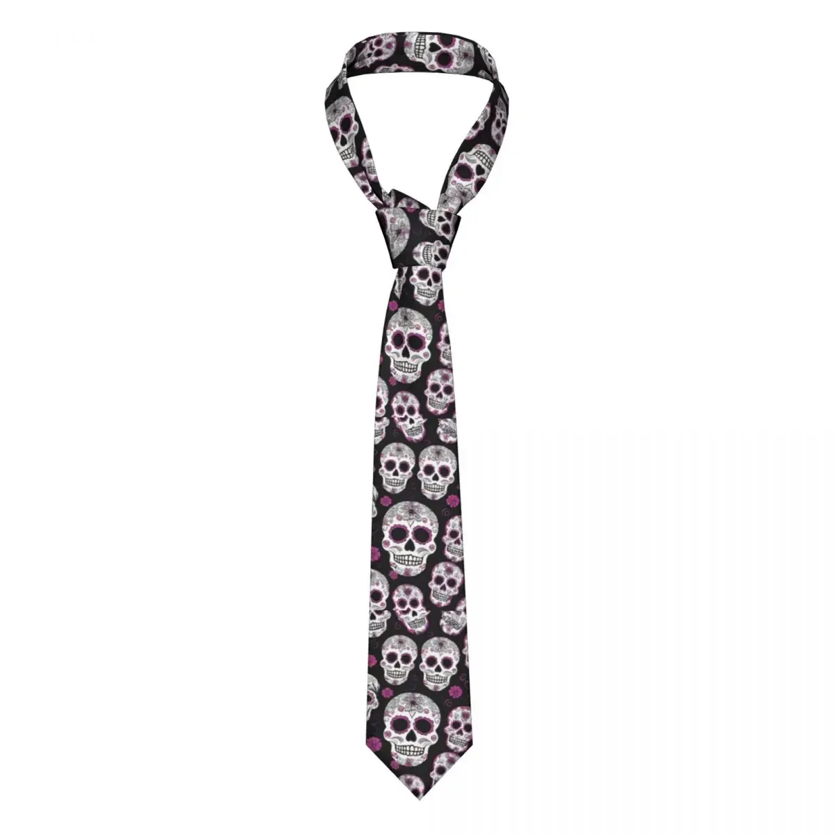 

Mens Tie Classic Skinny Sugar Skulls Spoonflower Neckties Narrow Collar Slim Casual Tie Gift