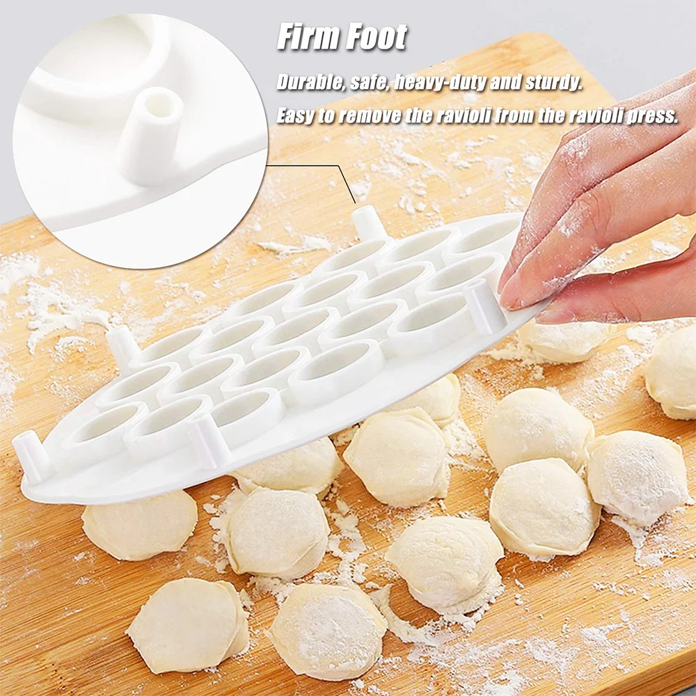 Russian Ravioli Maker Mould 19 Holes  Food Grade Plastic Durable Easy Clean Pelmeni  Pierogi Maker With Stuffing Spoon BPA Free