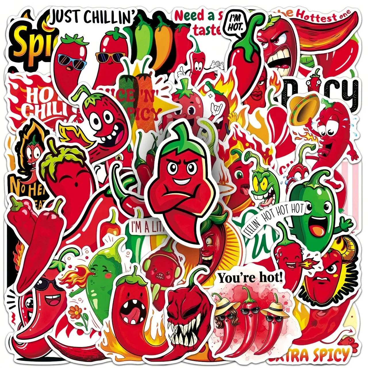 10/50Pcs Funny Chili Pepper Stickers Cute Cartoon Hot Spicy Decals DIY Laptop Luggage Journal Scrapbook Aesthetic Decor Stickers