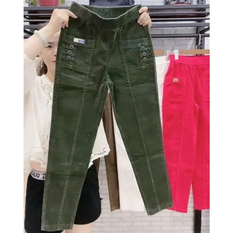 Frauen Warme Frühling Winter Taste Taschen Rüschen Vintage Große Große Plus Größen Casual Party Mode Lose Hose – Detail 19