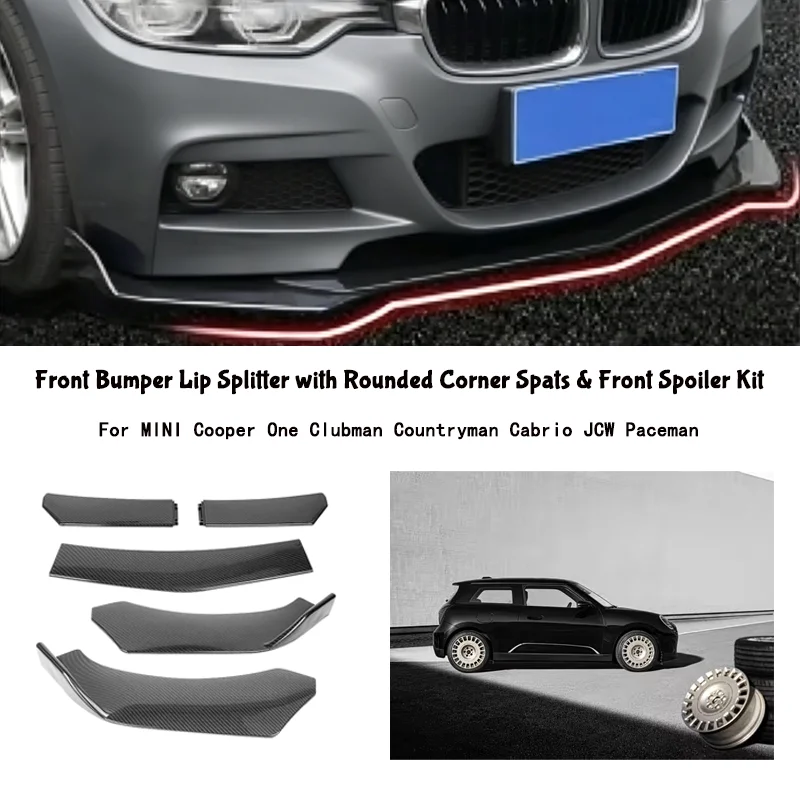 5-Segment Adjustable Front Bumper Lip Splitter Body Kit For MINI Cooper One Clubman Countryman Cabrio JCW Paceman