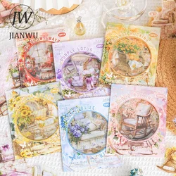 JIANWU Warm Wind Chanting Chair Series Vintage Flower Landscaping Material Collage PET Sticker Creative DIY Journal Stationery