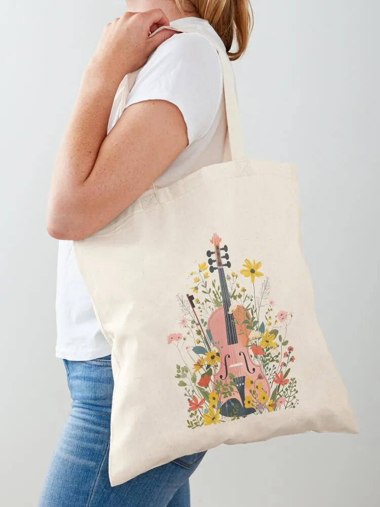 

Floral violin Tote Bag shopping cart bags tote bag canvas Cloth bags tote bag woman