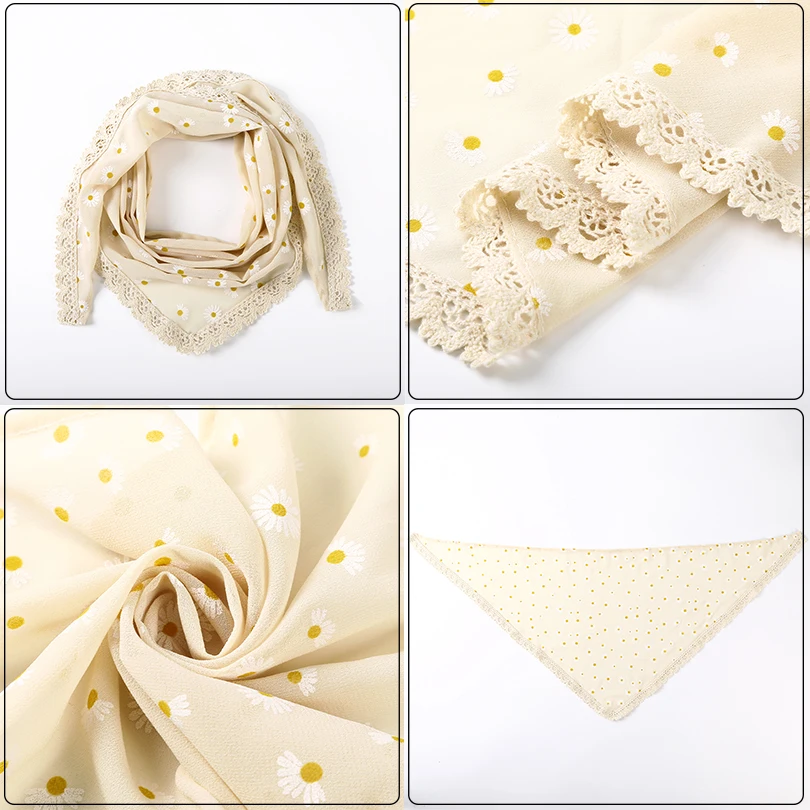 Summer Printting Hair Scarf Hairband Lacework Headband Elastic Triangle Bandana Kerchief Women Girl Headwear Hair Accessories