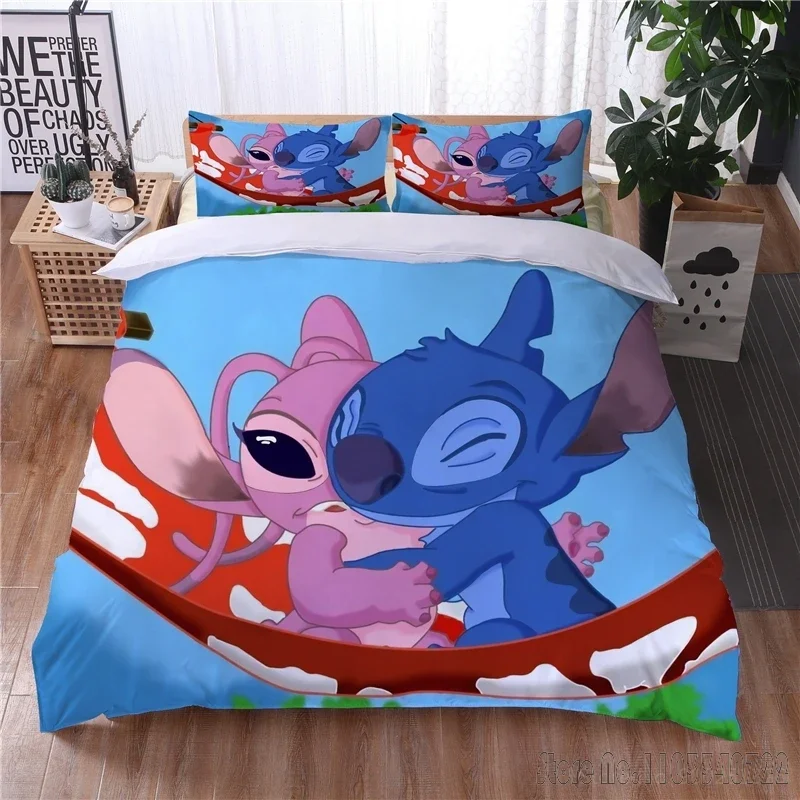 Lilo and Stitch Kawaii Love Child Duvet Cover Set HD Comforter Cover Bedclothes for Kids Bedding Sets Bedroom Decor