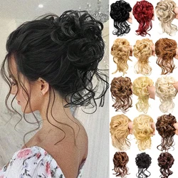 Moño de pelo desordenado sintético, moño rizado, Donut, moño con banda elástica, extensiones de cabello Scrunchy Chignon, postizo de pelo falso para mujer