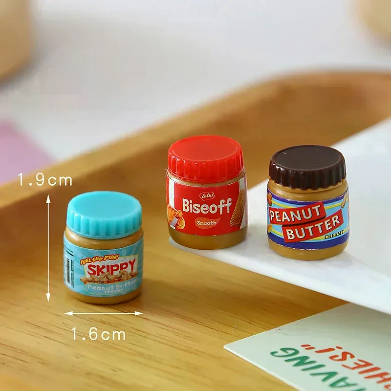 인형 액세서리에 대 한 6pcs 귀여운 미니어처 인형 집 음식 스낵 쿠키/땅콩 버터/샐러드 드레싱 병/잼 모델