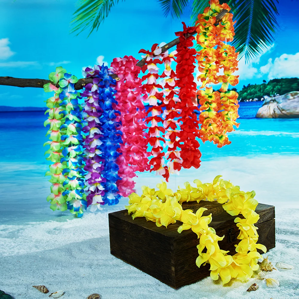 

Wholesale Free Shipping KN-hl006s 50pcs/lot 100Cm 5 Colors Artificial Silk Flower Lei Hawaiian Floral Necklace Aloha Performance