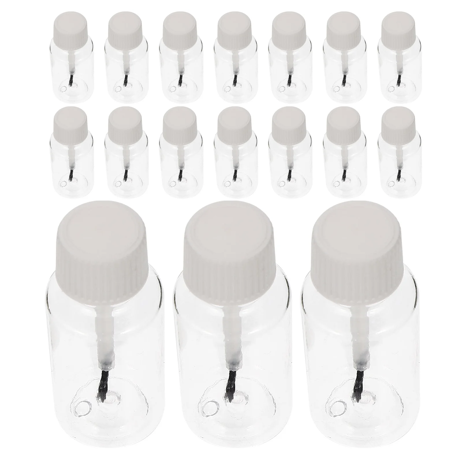 Bouteilles à ongles en plastique transparent avec capuchon de brosse, conteneurs d'échantillons réutilisables pour Nail Art, conception anti-fuite pour colle de vernis à l'huile, 20 pièces