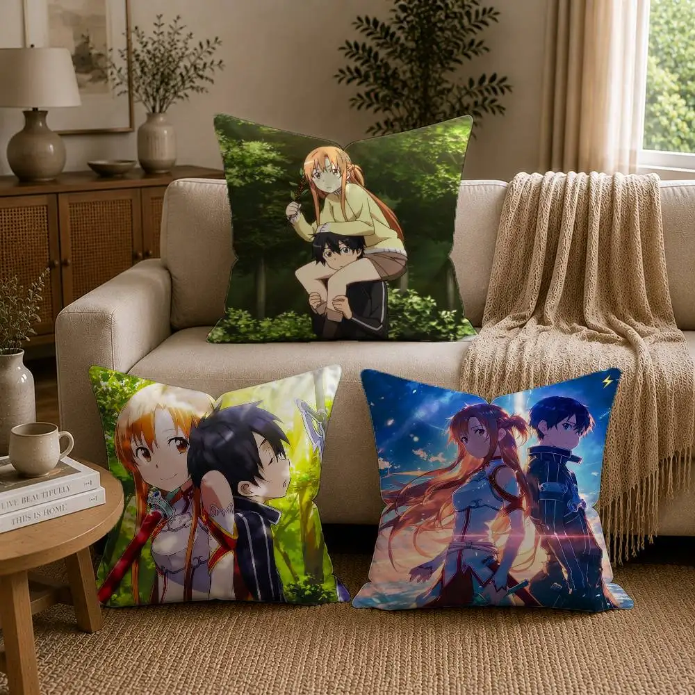 Kirito & Asuna Anime Pillow Case for Sofa Living Room Home office Decor Protective Cover