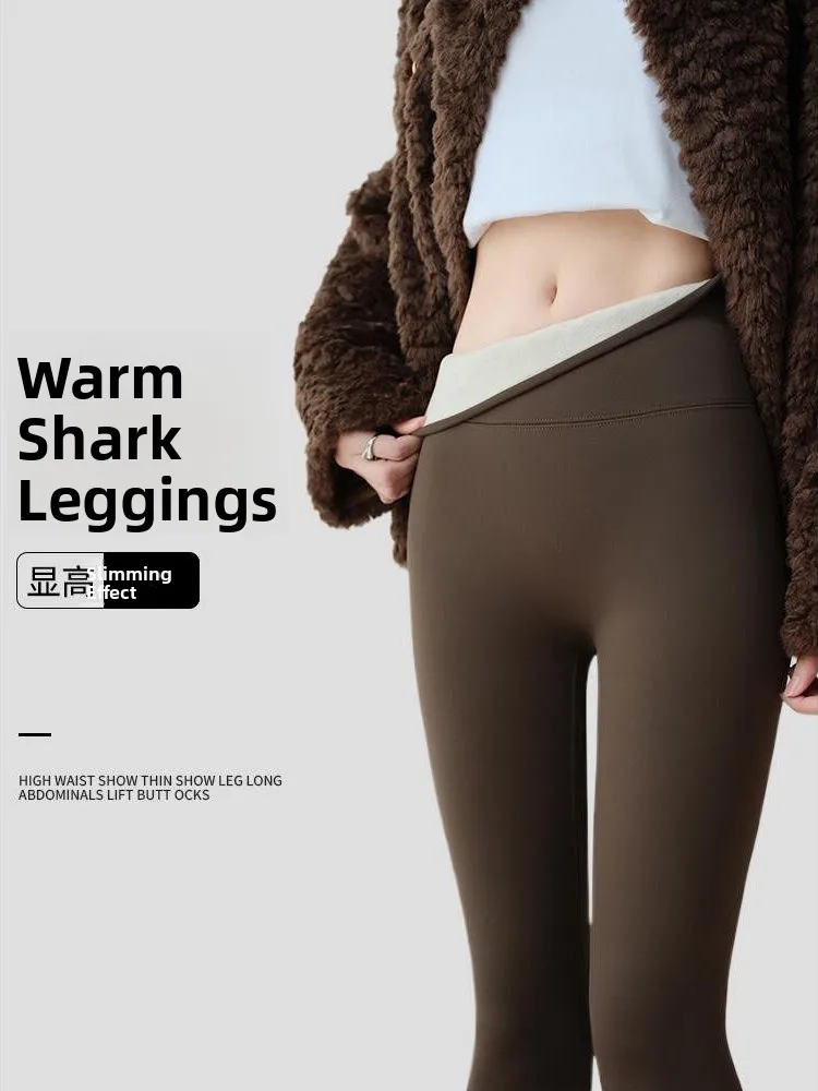 

Caramel ark Skin Fce Lined Thi Warm Trousers Women's Autumn Winter Yoga Fitn Tight Winter Long Pants plus Size