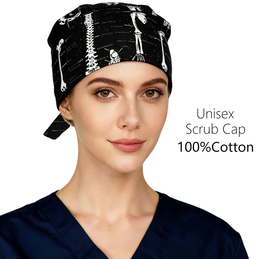 الجملة طبيب العظام فرك قبعة مشتركة مطبوعة قابل للتعديل القطن جراح الجمال عيادة الأسنان التمريض قبعة النساء الرجال قبعات جراحية #1