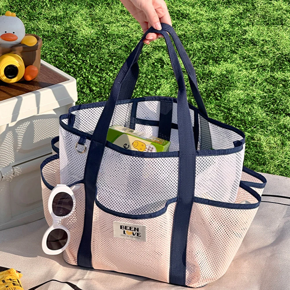 

Mesh Beach Bags Travel Beach Tote Bag With Multi Pockets Large Capacity Travel Tote Handbag,Portable Toy Tote Bag For Swim Pool