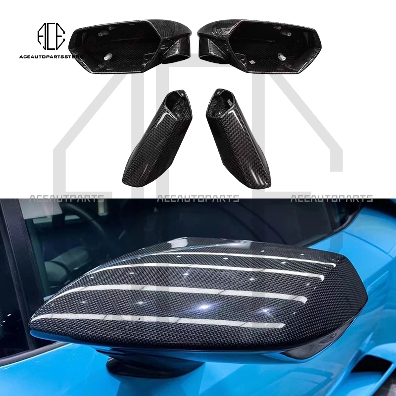 Dry Carbon Fiber Side Mirror Cover For Huracan LP580 LP600 LP610 LP620 EVO OEM Frged Carbon Replacement Accessories