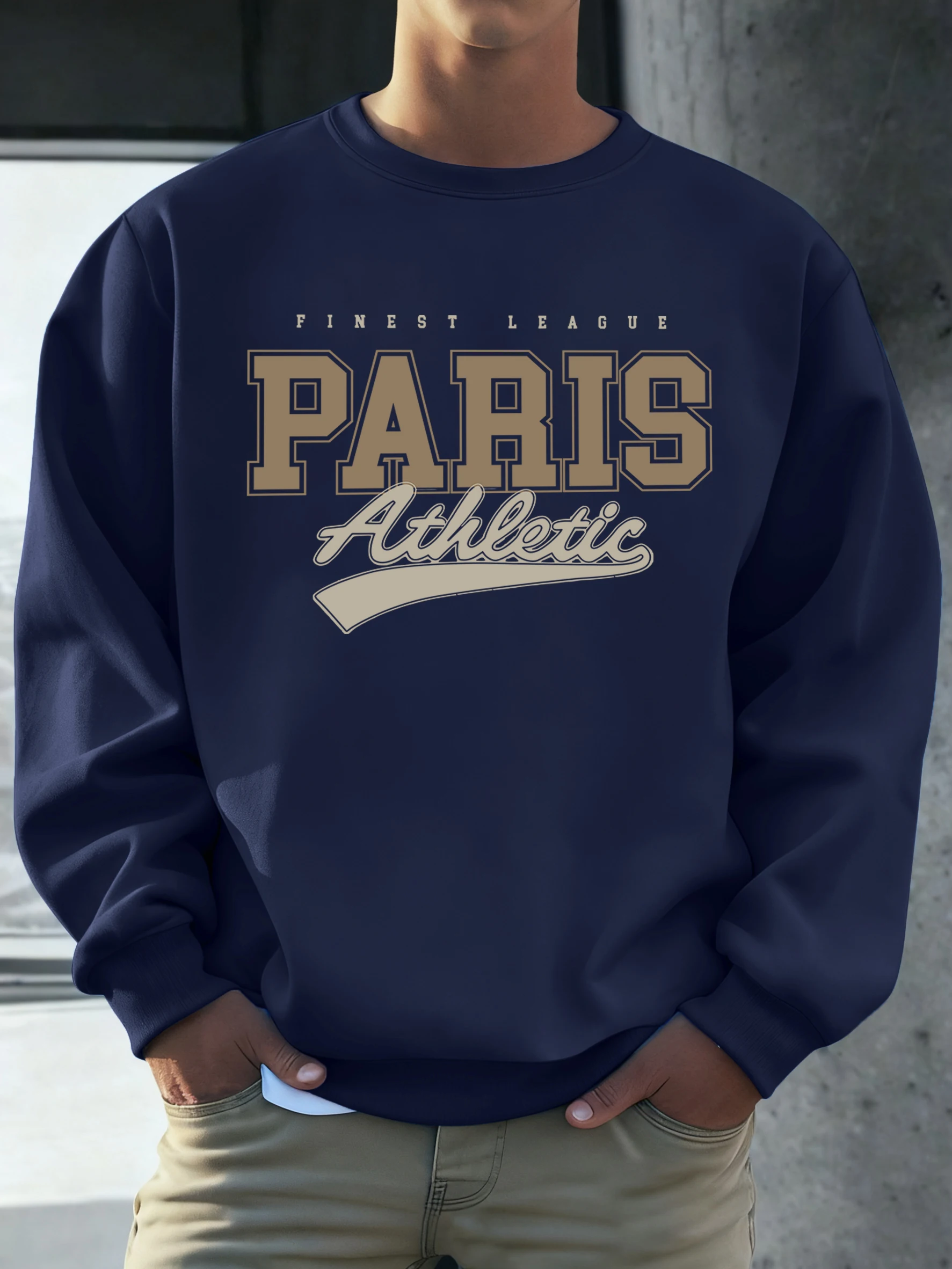 Paris Athletic Art Letter-Print Sweatshirt für Herren, Herbst, locker sitzende Sportbekleidung, Hipster, weicher Pullover, Unisex, modische Hip-Hop-Kleidung