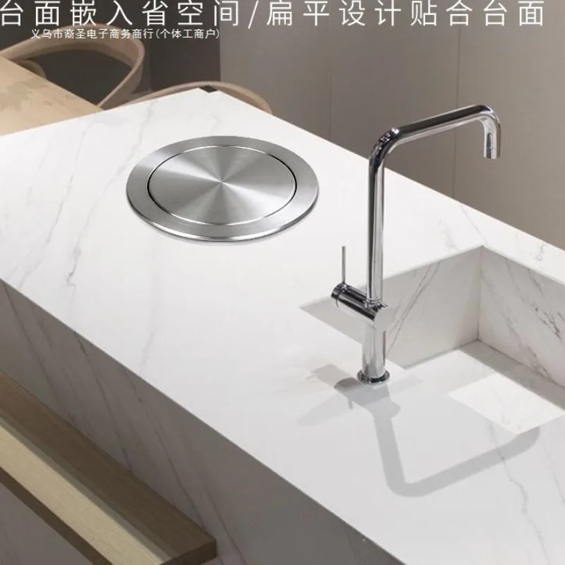 Countertop embedded stainless steel trash can lid, trash can flip lid, single purchase, shaking cover, bathroom, washbasin, no