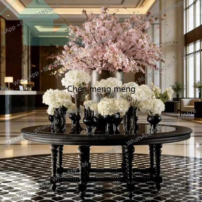 Hotel lobby end view table light luxury entrance, display stand, simple decoration table in the living room