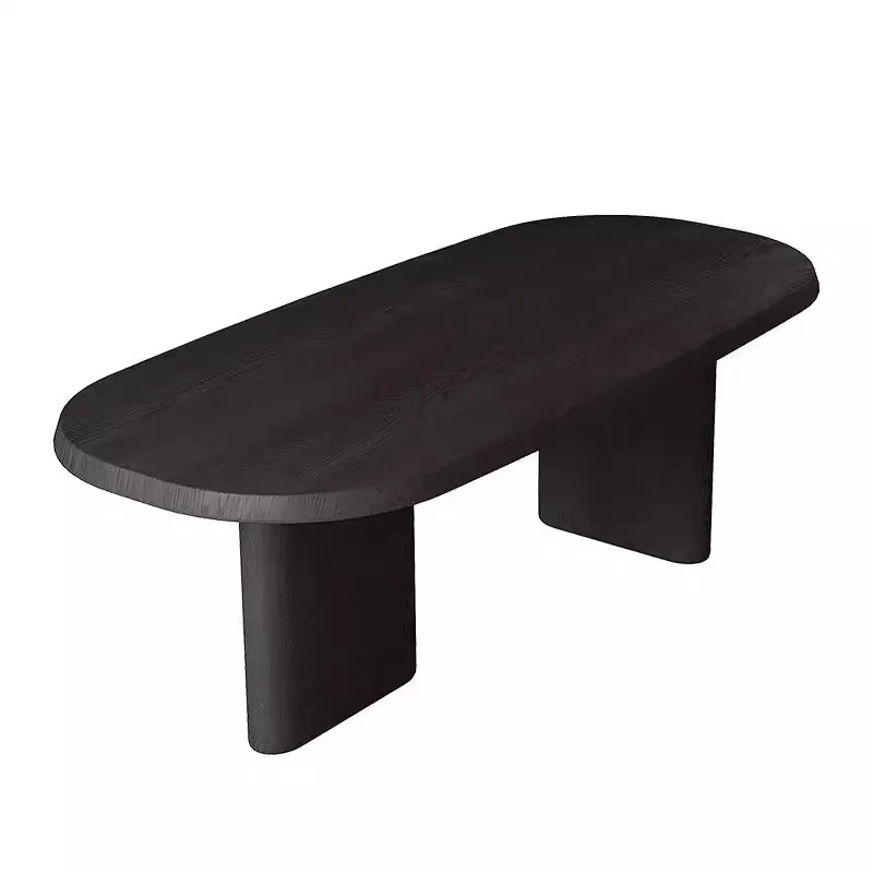 

LMM medieval style simple oval solid wood dining table wabi sandy wind light luxury high-end long table