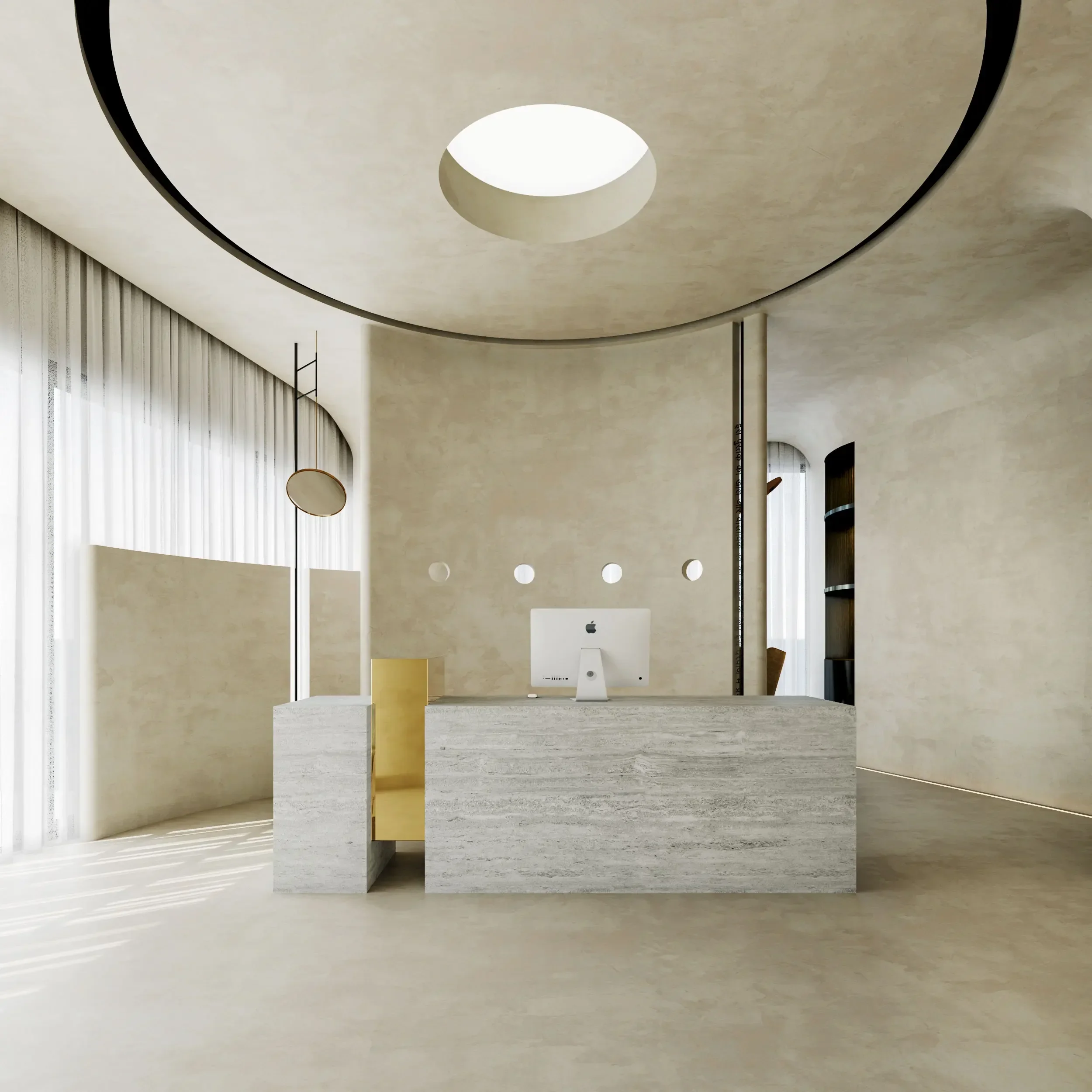 Modern simple clothing shop beauty salon checkout page paint imitation marble company hotel reception front desk