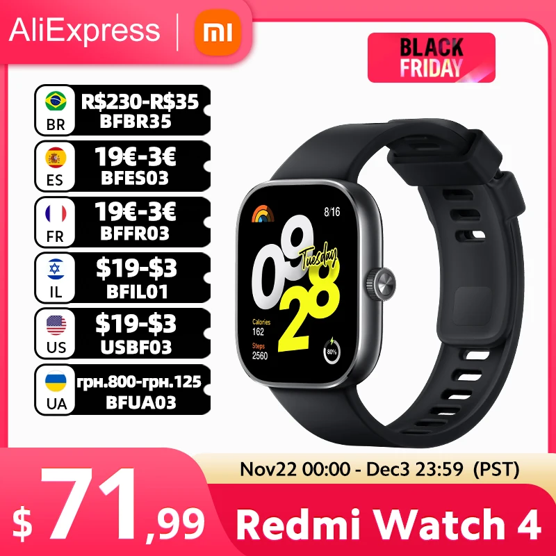 In Stock Global Version Redmi Watch 4 Smart Watch Ultra Large 1.97'' AMOLED Display 20 Days Battery Life Support 5-system