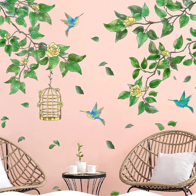 Wall Stickers Elegant Branches Leaves Birds Bedroom Foyer Living Room Home Decoration