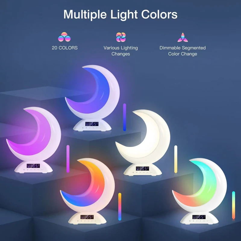 Moon Lamp Clock Alarm Clock RGB Color-Changing Light Bluetooth Speaker Scene Music Playback Touch Adjustable Brightness