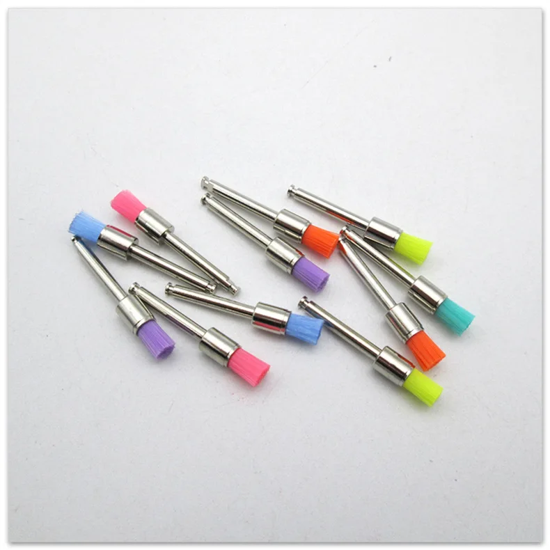 Dental Consumables Pointed Polishing Brushes for Tooth Cleaning Dental Polishing Cups and Flat-head Polishing Brushes (colored)