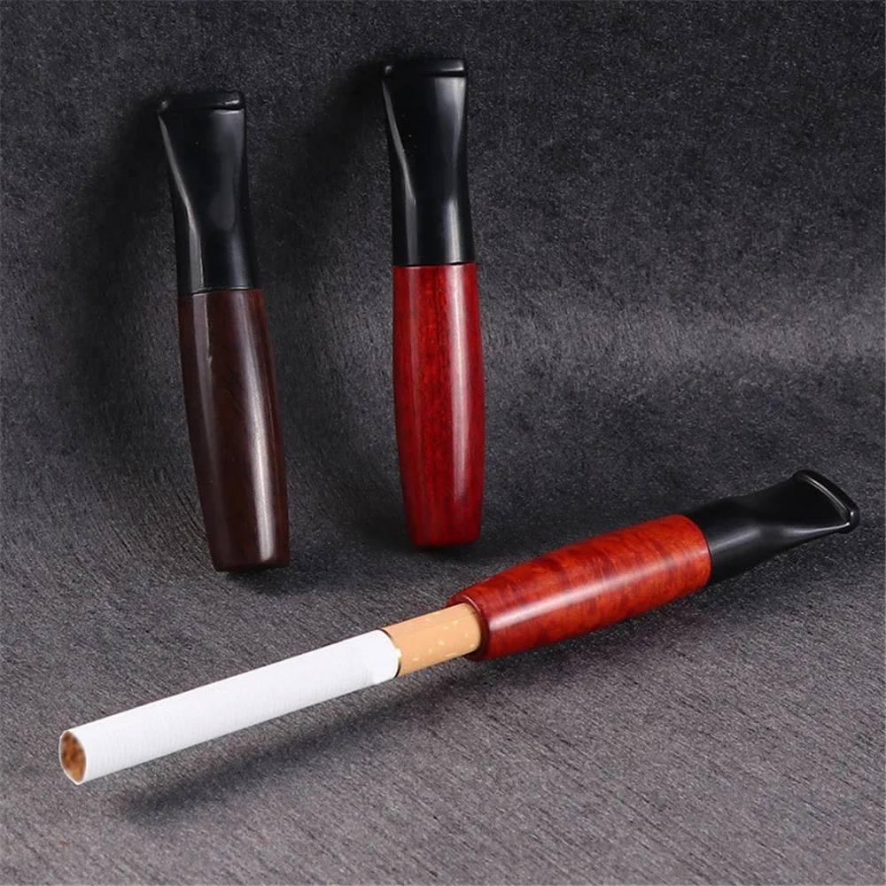 Portable Wooden Cigarette Holder Filter Removable Solid Wood Pipe Clean Mouthpiece 9mm Replaceable Filter Element Cigarette Pipe