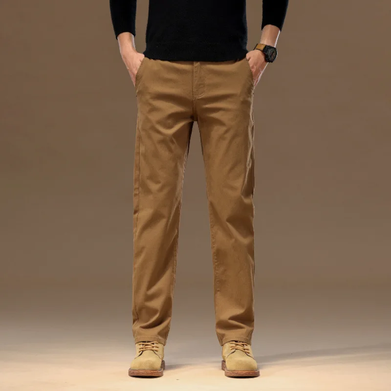 2024 New Men's Casual Pants Autumn High-End Business Loose Straight All-Matching Tooling Cotton Trousers