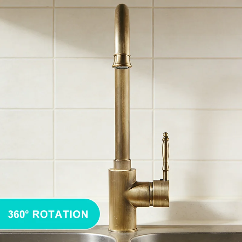 MOLI Retro antique kitchen faucet Crane For Kitchen Hot and Cold  Water Taps Sink Mixer All copper body ML977