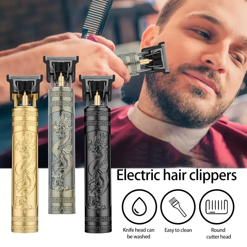 Cortadora de pelo eléctrica Vintage T9 para hombres, afeitadora profesional recargable, cortadora de peluquero, Dragon Buddha