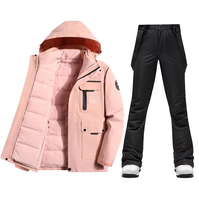 Ski Suit Women Winter Warm Down Jackets And Mountain Skiing Pants Waterproof Breathable Outdoor Winter Warm Coat Snow Set