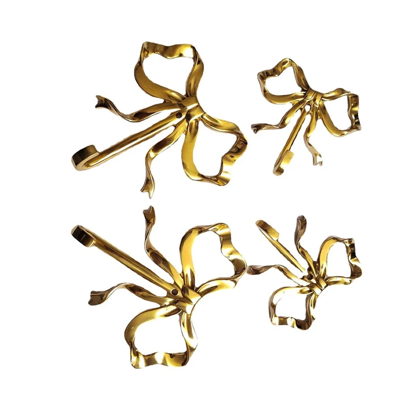 

New 2 Pcs Bow Hook Towel Robe Hook, Brass Wall Hook Wall Hanging Towel Hook For Bathroom Bedroom Bathrobe