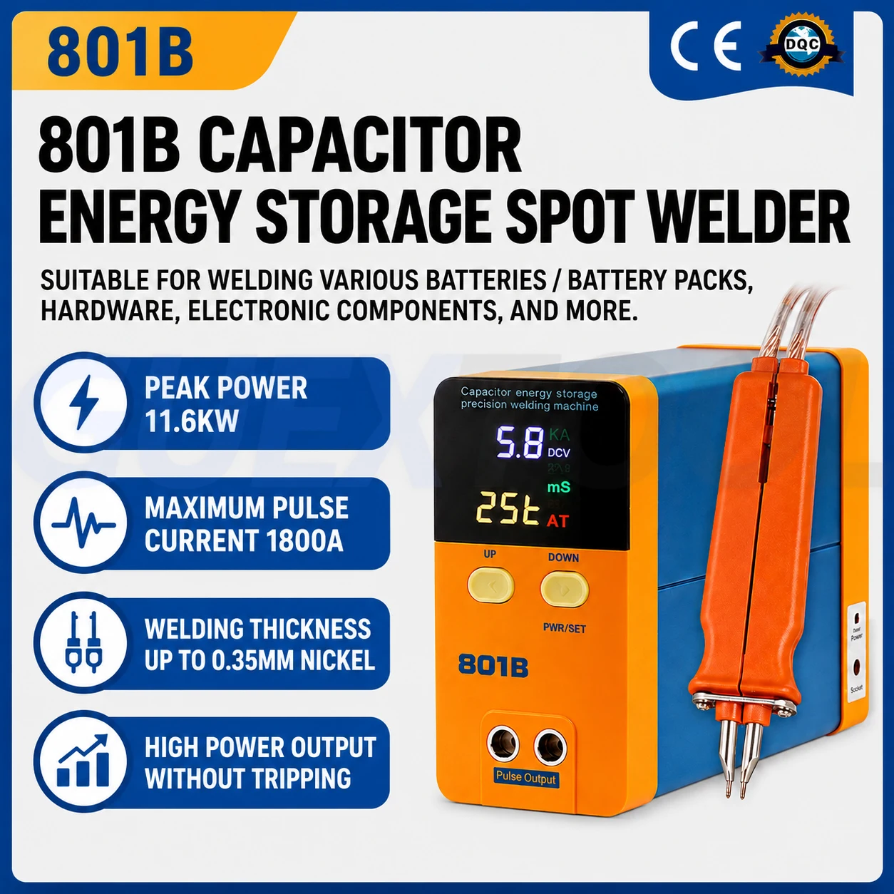 

801B Spot Welder For 18650 Battery Spot Welding Storage Digital Display Storage Energy Pulse Spot Welding Machine 11.6KW