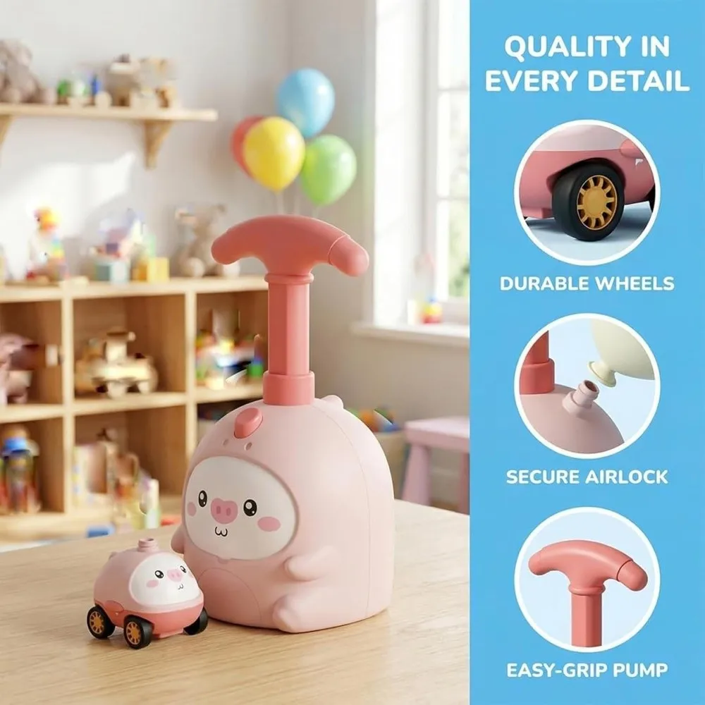 Inertial Air Power Balloon Car Toy Seal Duck Balloon Launcher Toys Pig Educational Animal Balloon Car Parent-child Interaction
