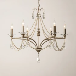 French Retro Pearl Chandelier American Crystal Light For Living Room Dining Room Villa Light Luxury Home Decor Pendant Lamps